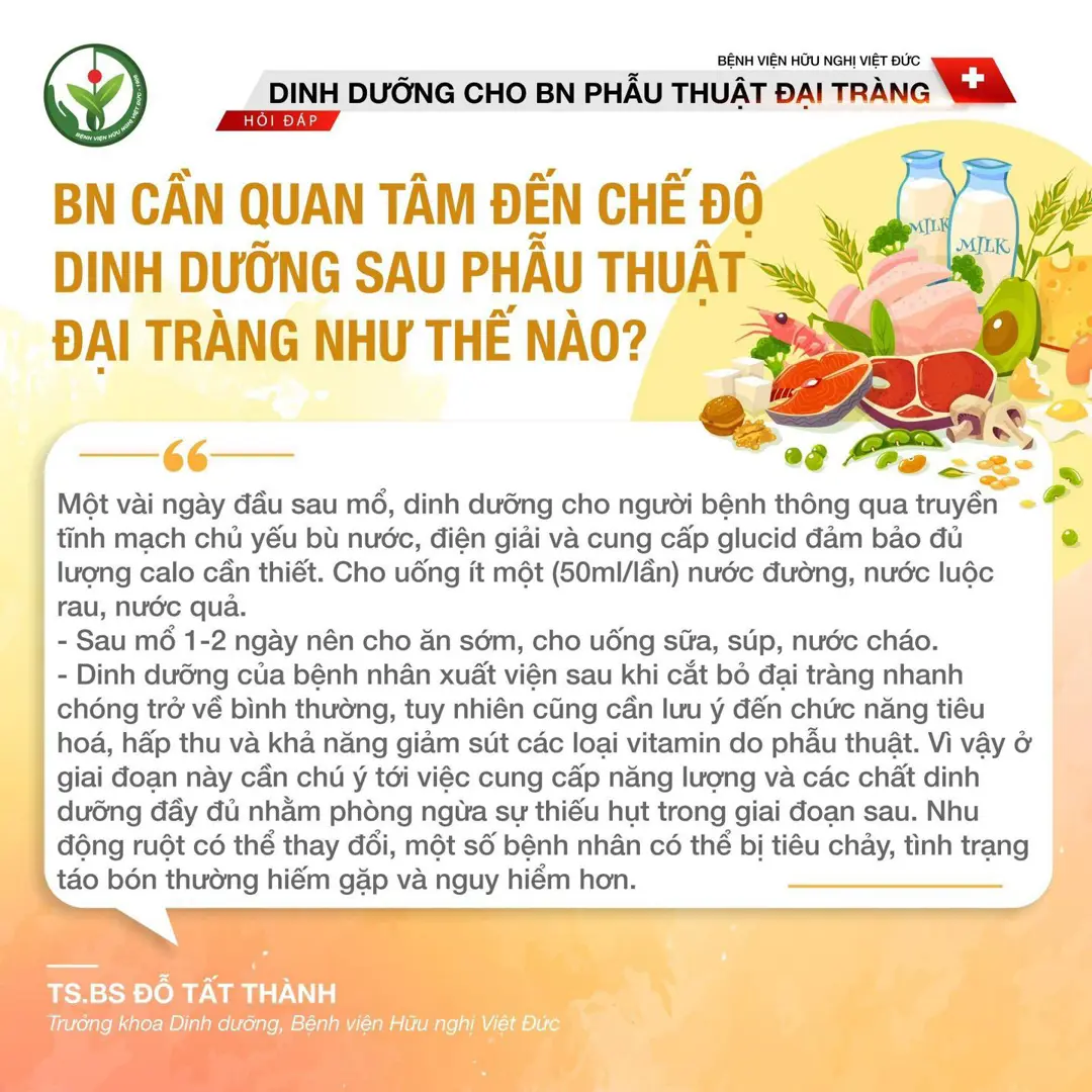 Dinh dưỡng cho bệnh nhân phẫu thuật đại tràng