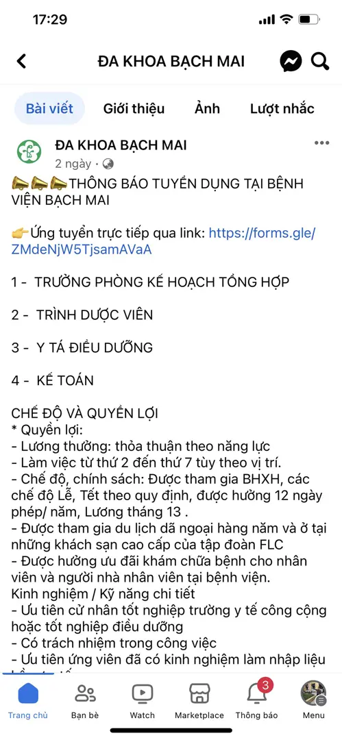 Cảnh báo giả mạo fanpage bệnh viện đăng tin tuyển dụng