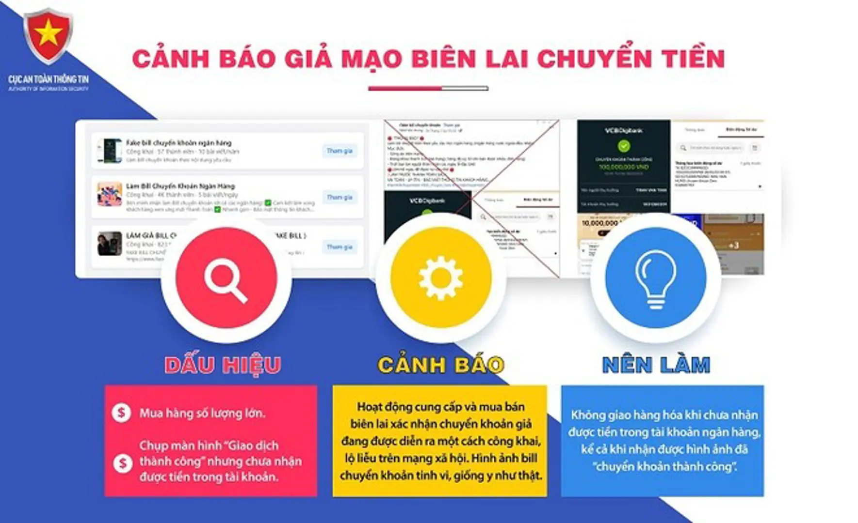 Cảnh báo tình trạng giả mạo biên lai chuyển tiền