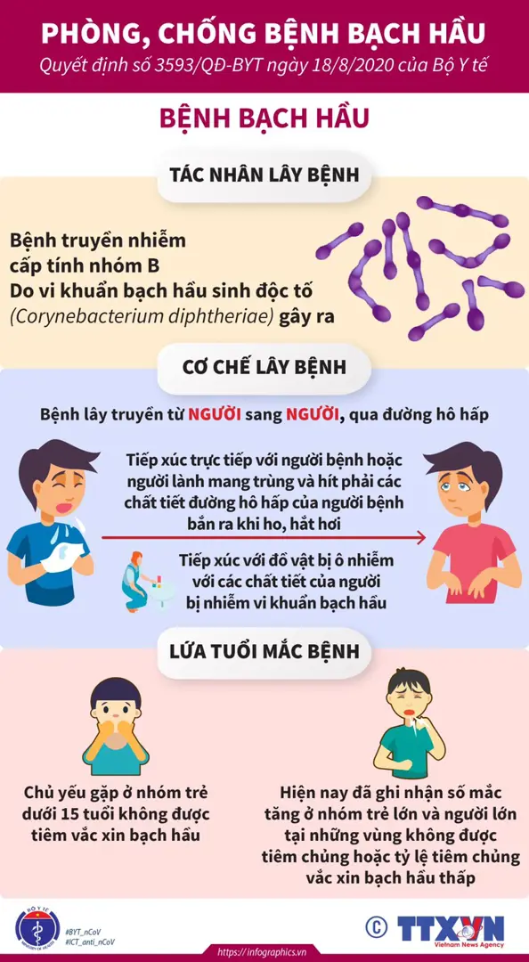 Bộ Y tế khuyến cáo phòng, chống bệnh bạch hầu