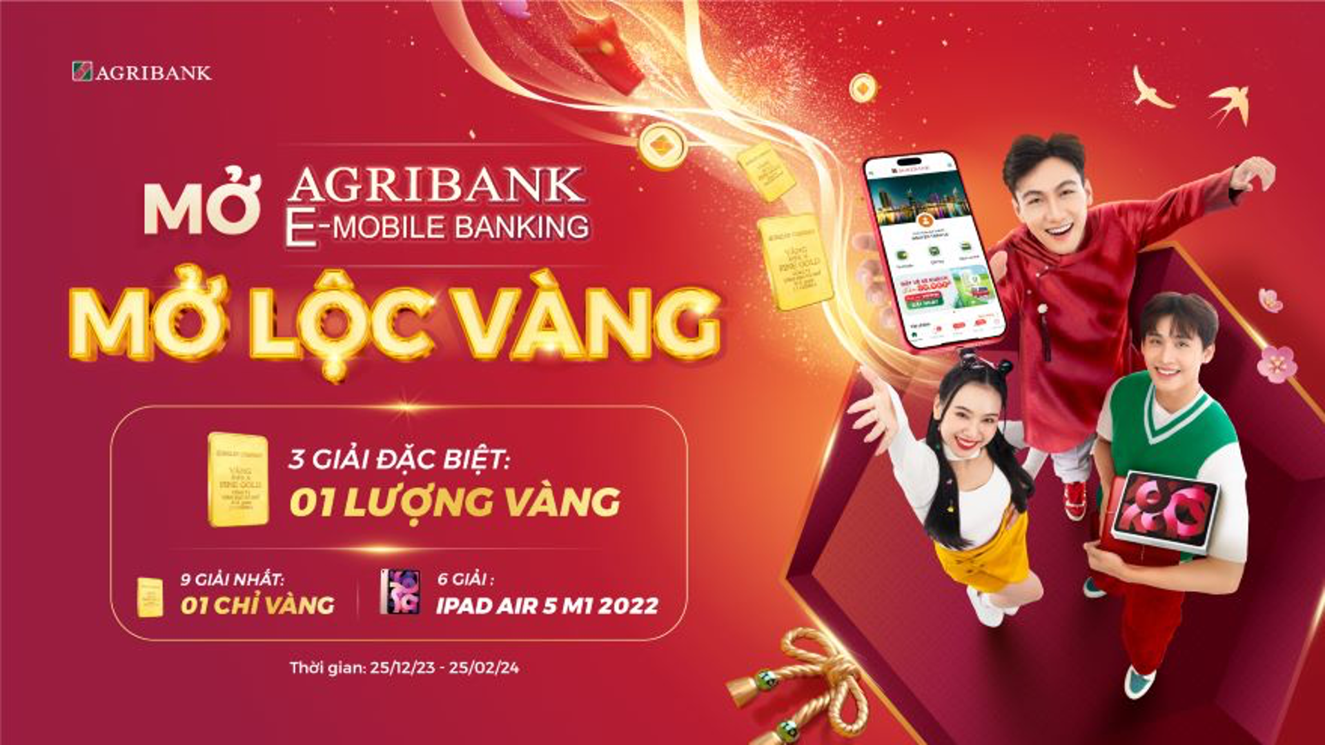  Đăng ký Agribank E-Mobile rinh “lộc vàng” 9999 và combo giảm giá 50%