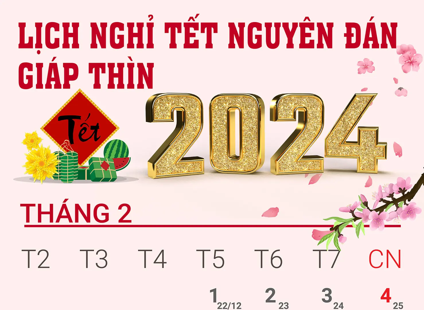 Lịch nghỉ Tết Nguyên đán Giáp Thìn 2024