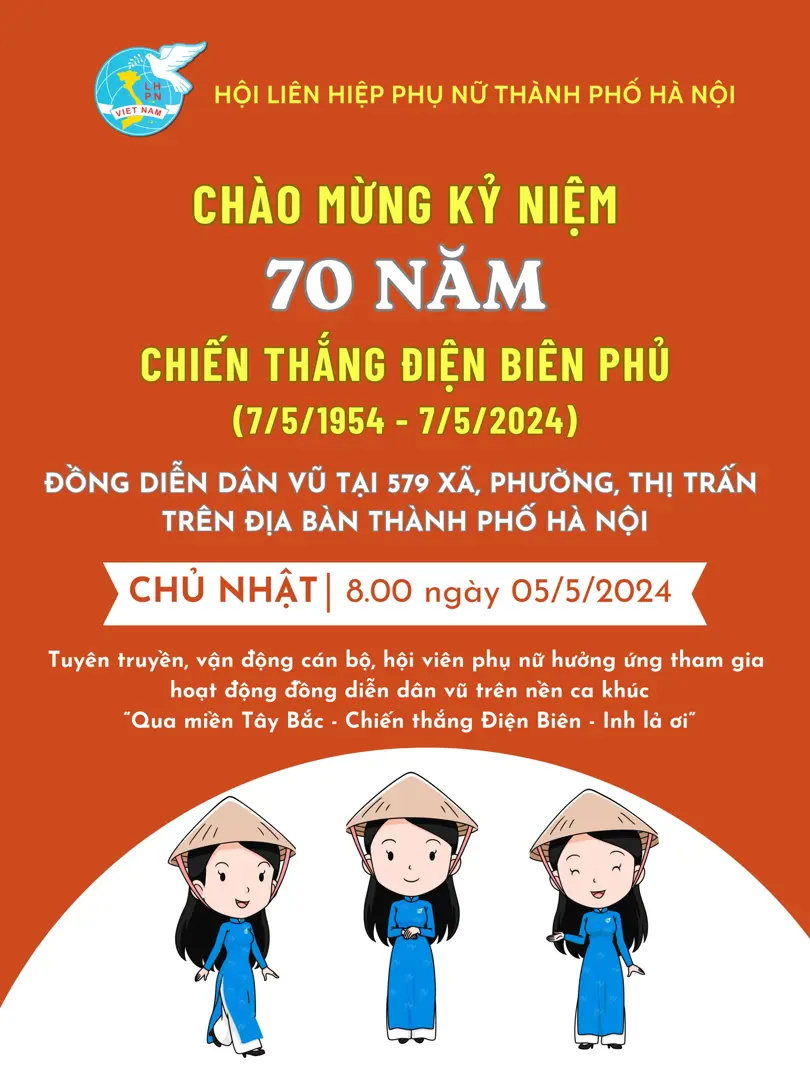 Phụ nữ Thủ đô tổ chức đồng diễn dân vũ mừng Chiến thắng Điện Biên Phủ