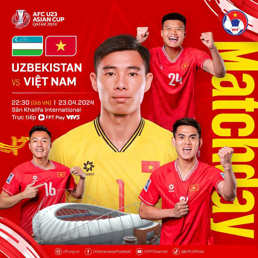 Trực tiếp bóng đá U23 Việt Nam vs U23 Uzbekistan hôm nay 23/4