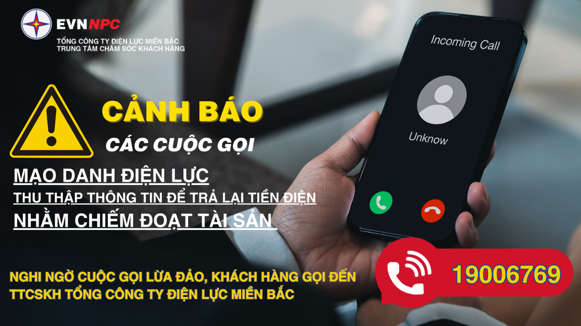 EVNNPC cảnh báo cuộc gọi mạo danh nhân viên điện lực hoàn tiền điện cho khách hàng