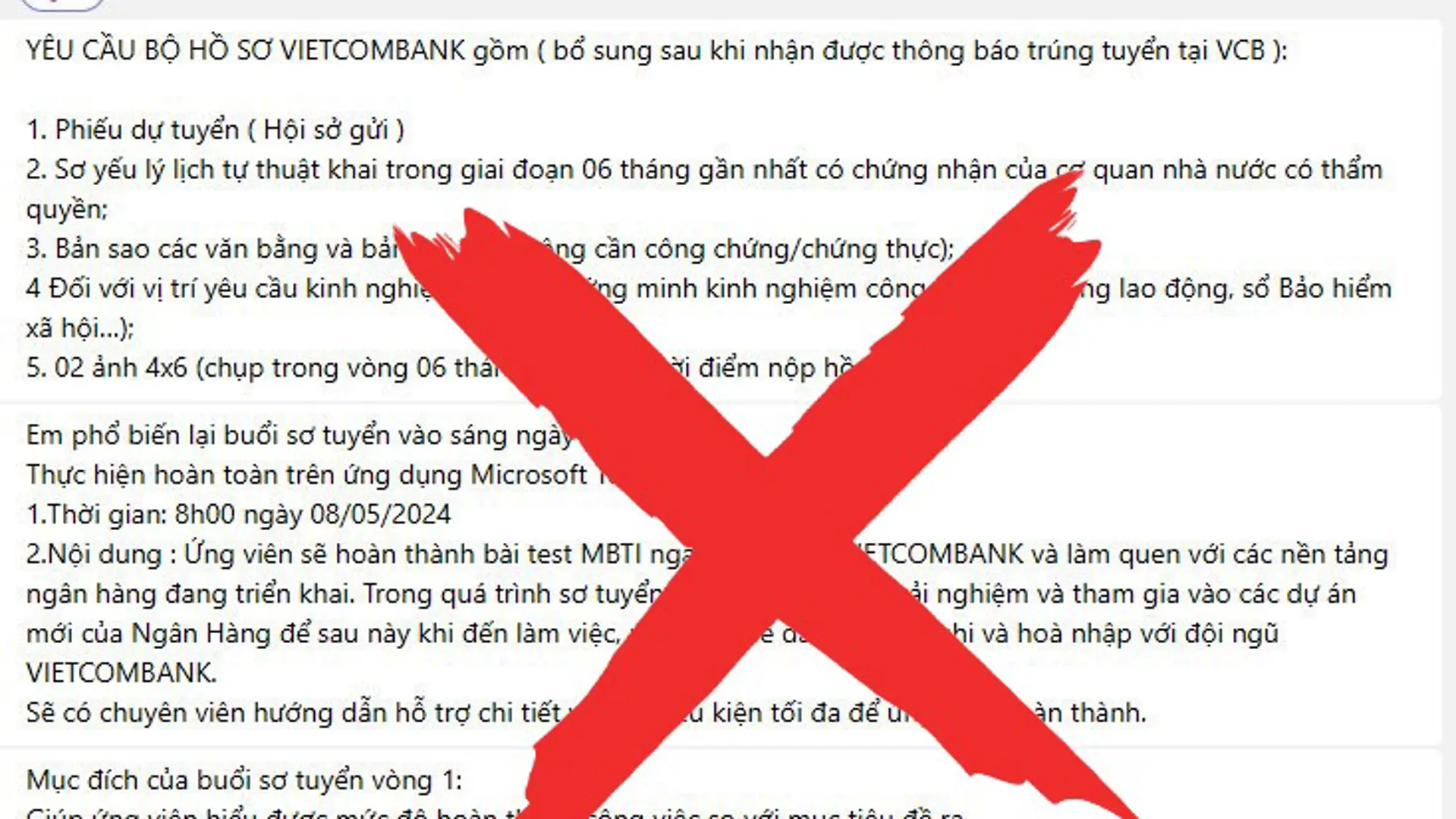 Vietcombank cảnh báo giả mạo