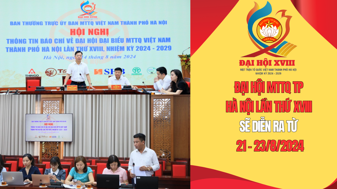 Đại hội MTTQ TP Hà Nội lần thứ XVIII sẽ diễn ra từ 21 - 23/8/2024