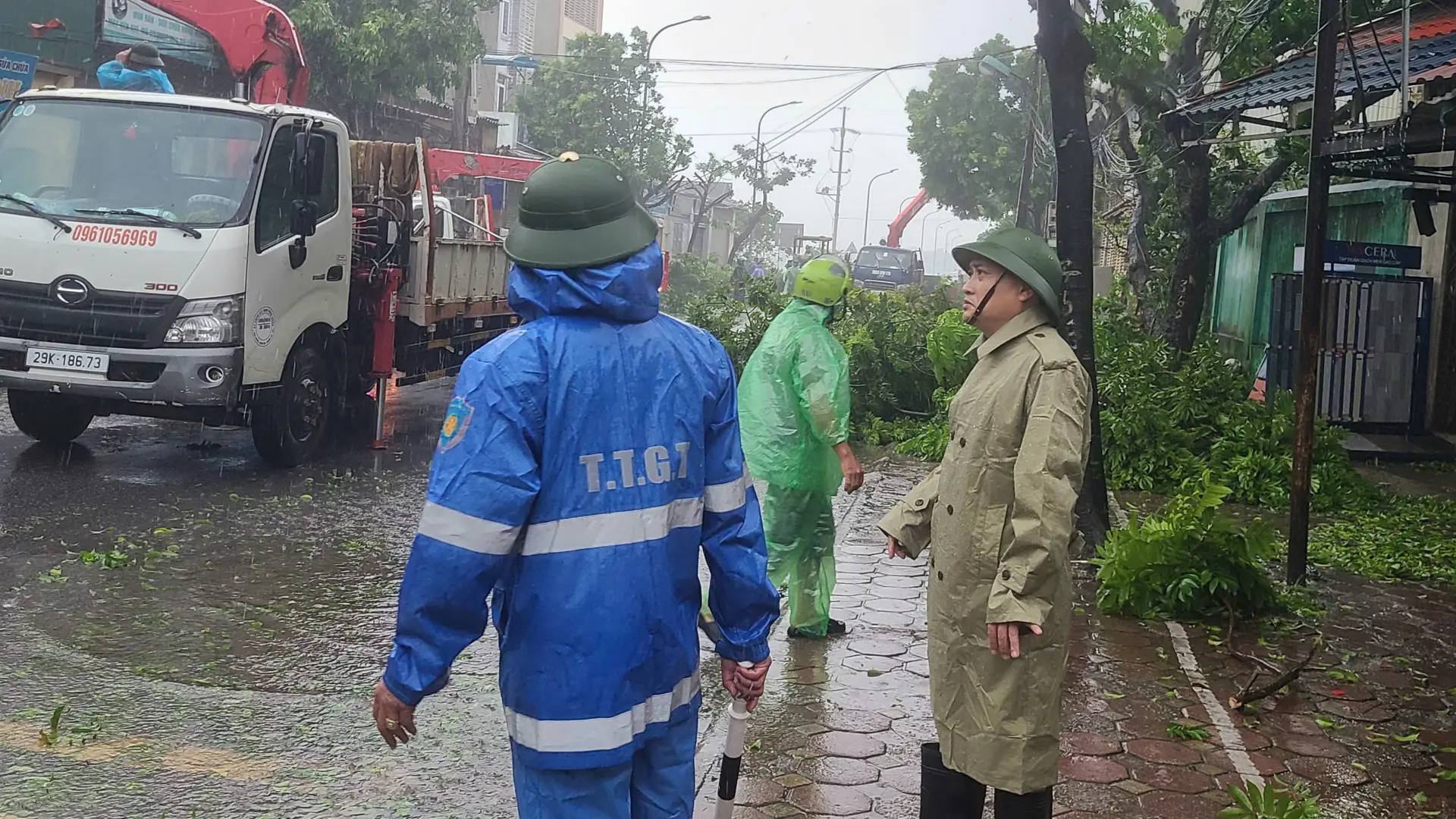 Hàng loạt cây xanh ở huyện Thường Tín bị gãy đổ do bão số 3