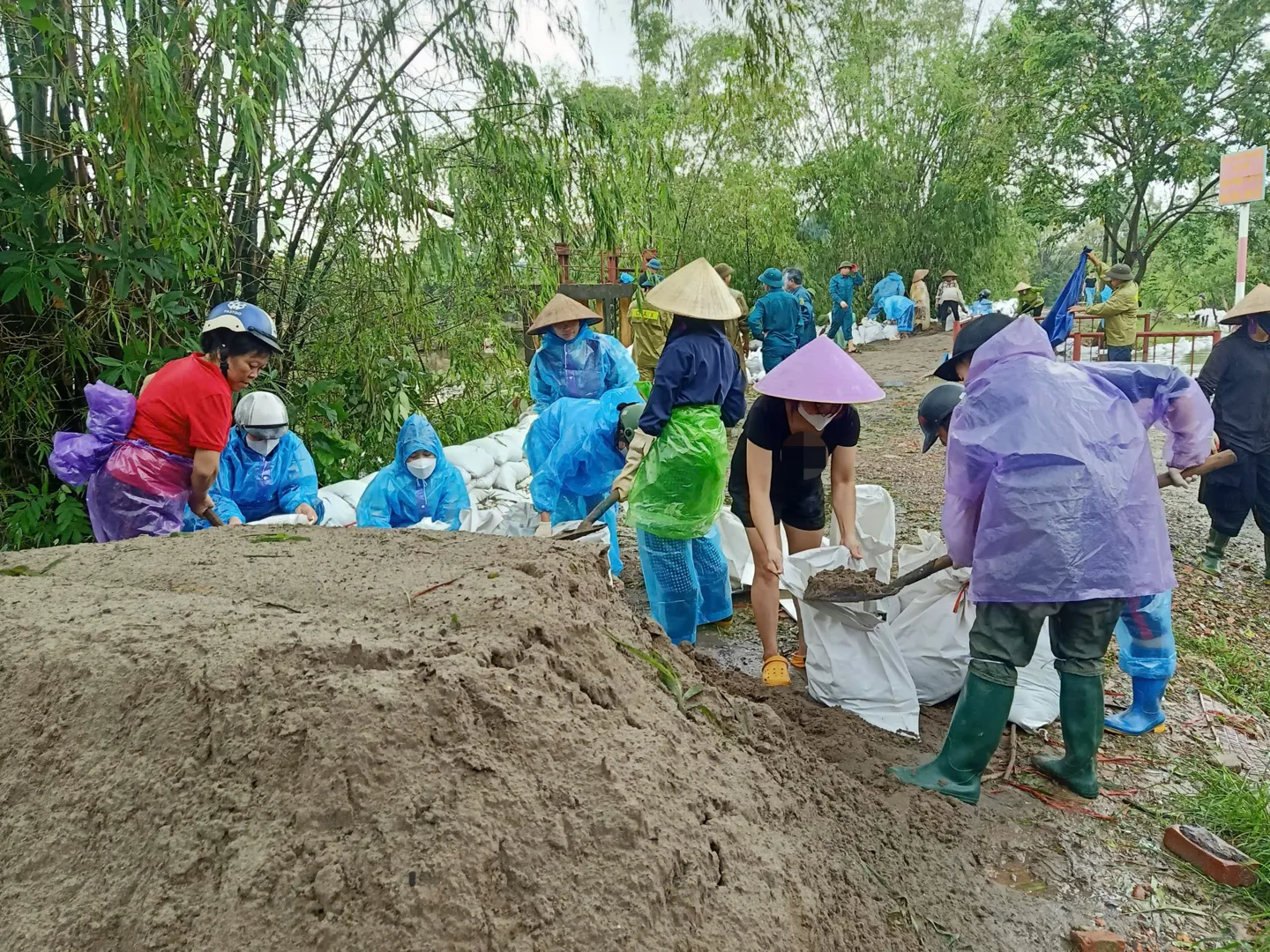 Hà Nội: Hội viên phụ nữ cùng gia cố đê, hỗ trợ người dân chạy lũ