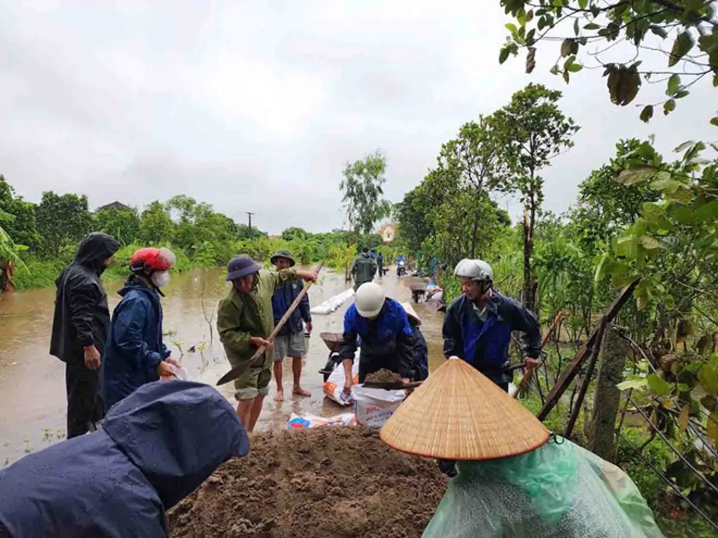 Thái Bình: mưa lớn, nhiều nơi bị ngập sâu