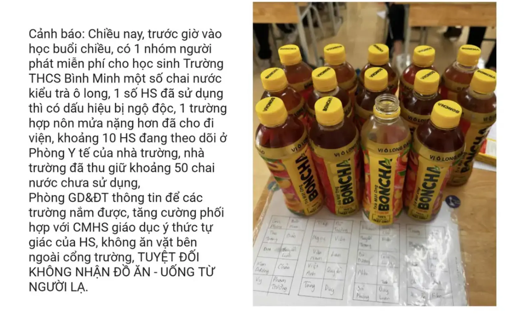 Huyện Thanh Oai vào cuộc việc học sinh ngộ độc nghi do uống nước ngọt