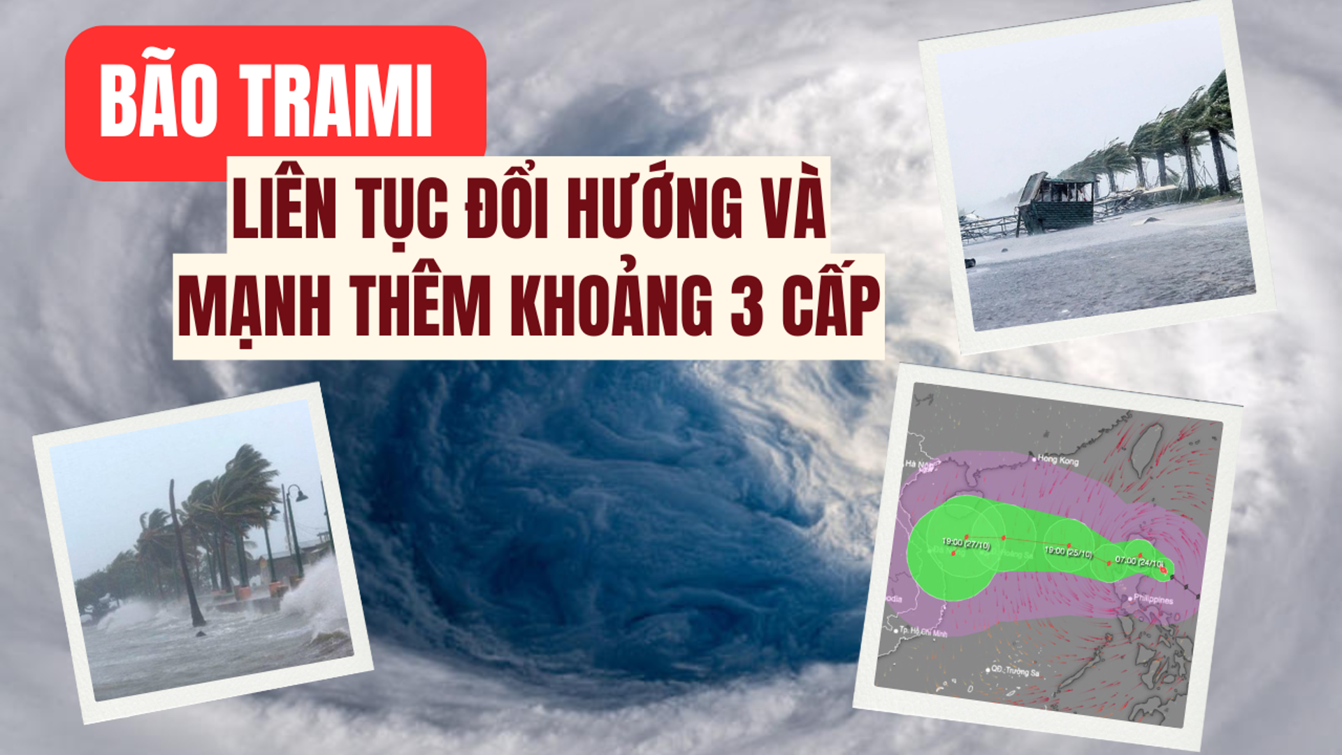 Bão Trami liên tục đổi hướng và mạnh thêm 3 cấp