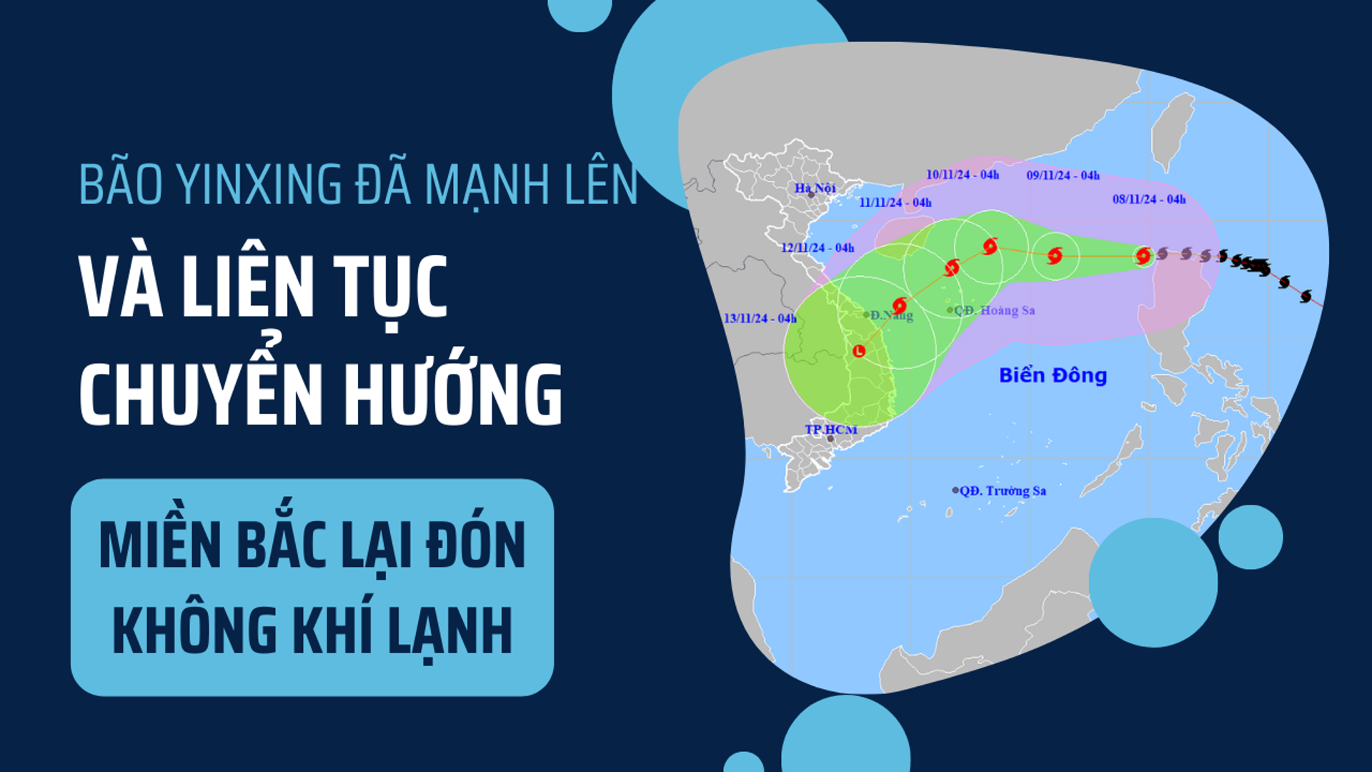 Bão YINXING mạnh lên và liên tục chuyển hướng, miền Bắc lại đón không khí lạnh