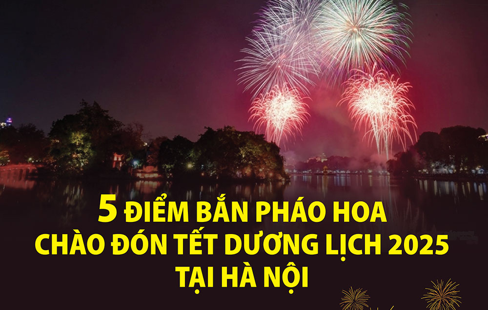 5 điểm bắn pháo hoa chào đón Tết Dương lịch 2025 tại Hà Nội