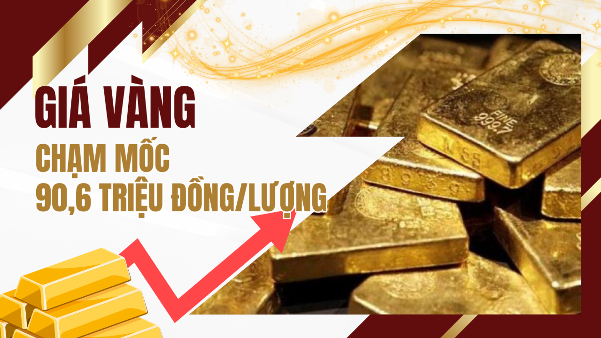  Giá vàng lập kỷ lục, chạm mốc 90,6 triệu đồng mỗi lượng