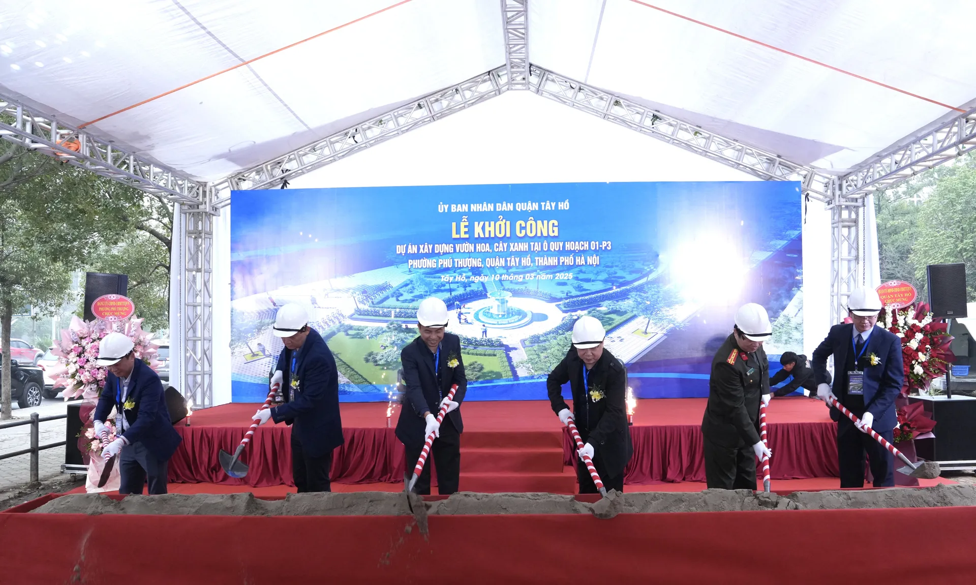 Khởi công xây dựng khu vườn hoa, cây xanh rộng 3.401m2 trên đường Võ Chí Công