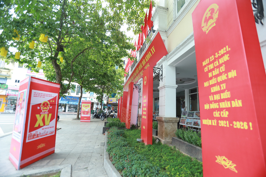 Flags and banners adorn Hanoi’s streets before the election day