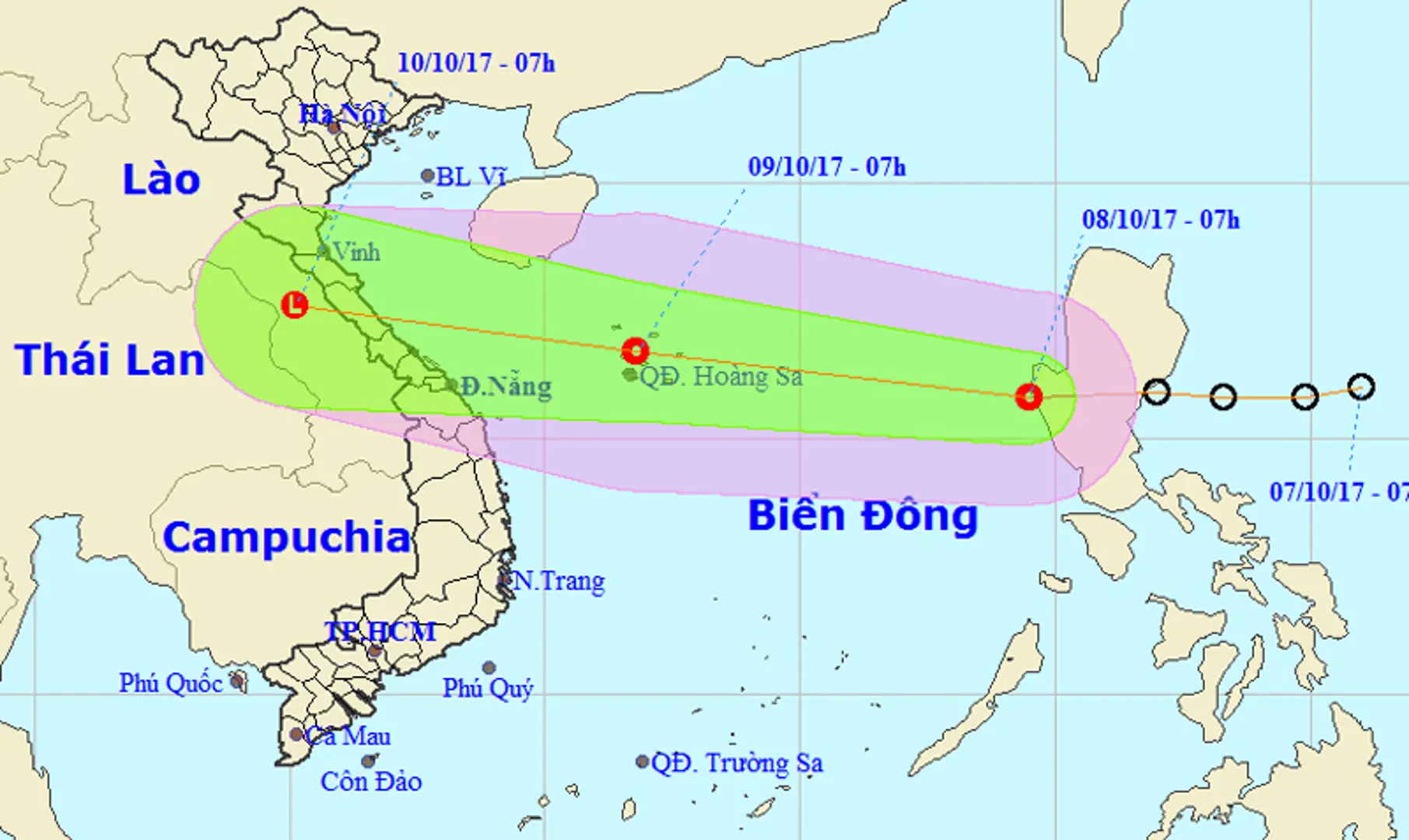 Áp thấp nhiệt đới di chuyển nhanh, hướng thẳng miền Trung