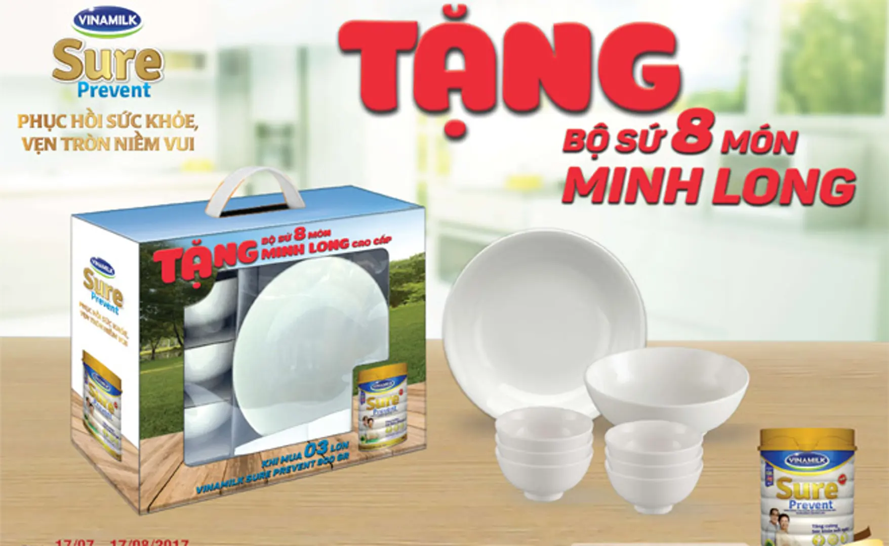 Vinamilk tặng bộ sứ Minh Long 8 món tri ân khách hàng