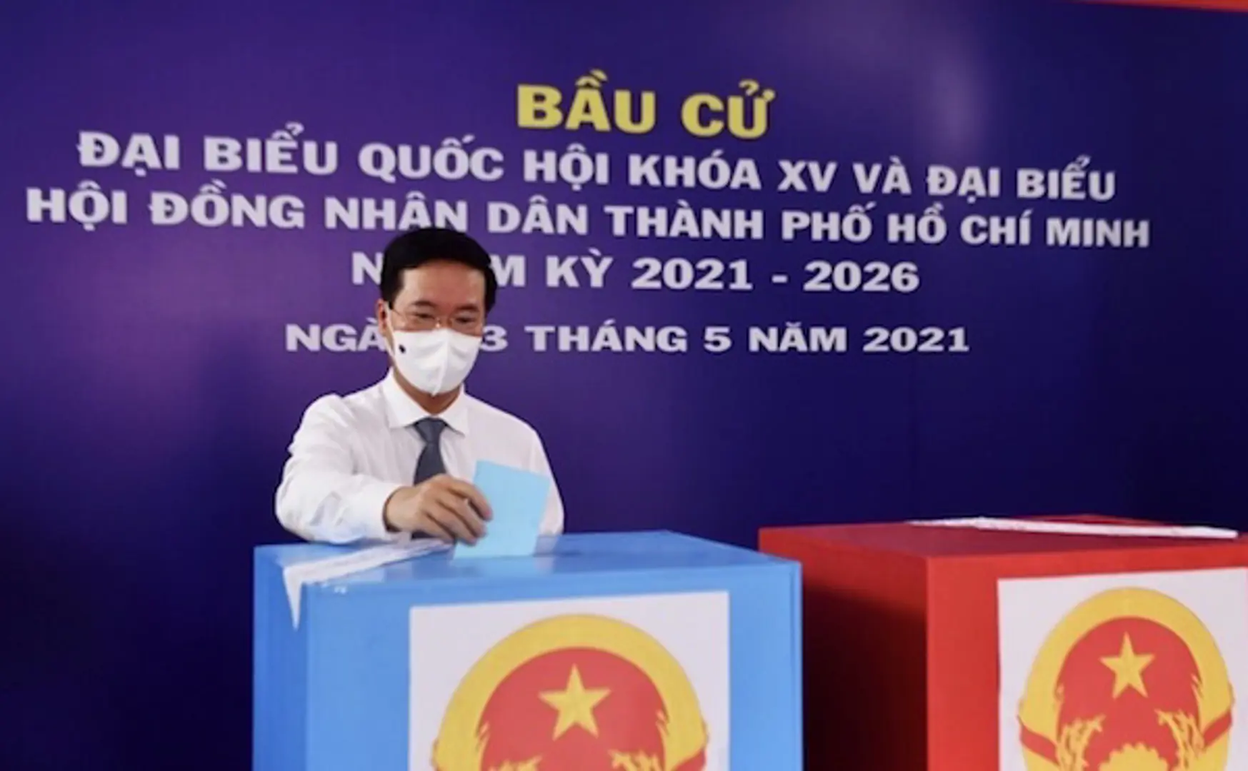 Thường trực Ban Bí thư Võ Văn Thưởng bỏ phiếu ở quận Phú Nhuận, TP Hồ Chí Minh