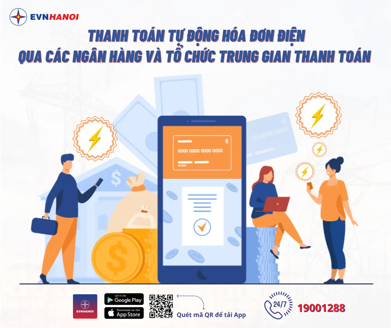 EVNHANOI thực hiện giảm trực tiếp 10 - 15% trên hóa đơn tiền điện