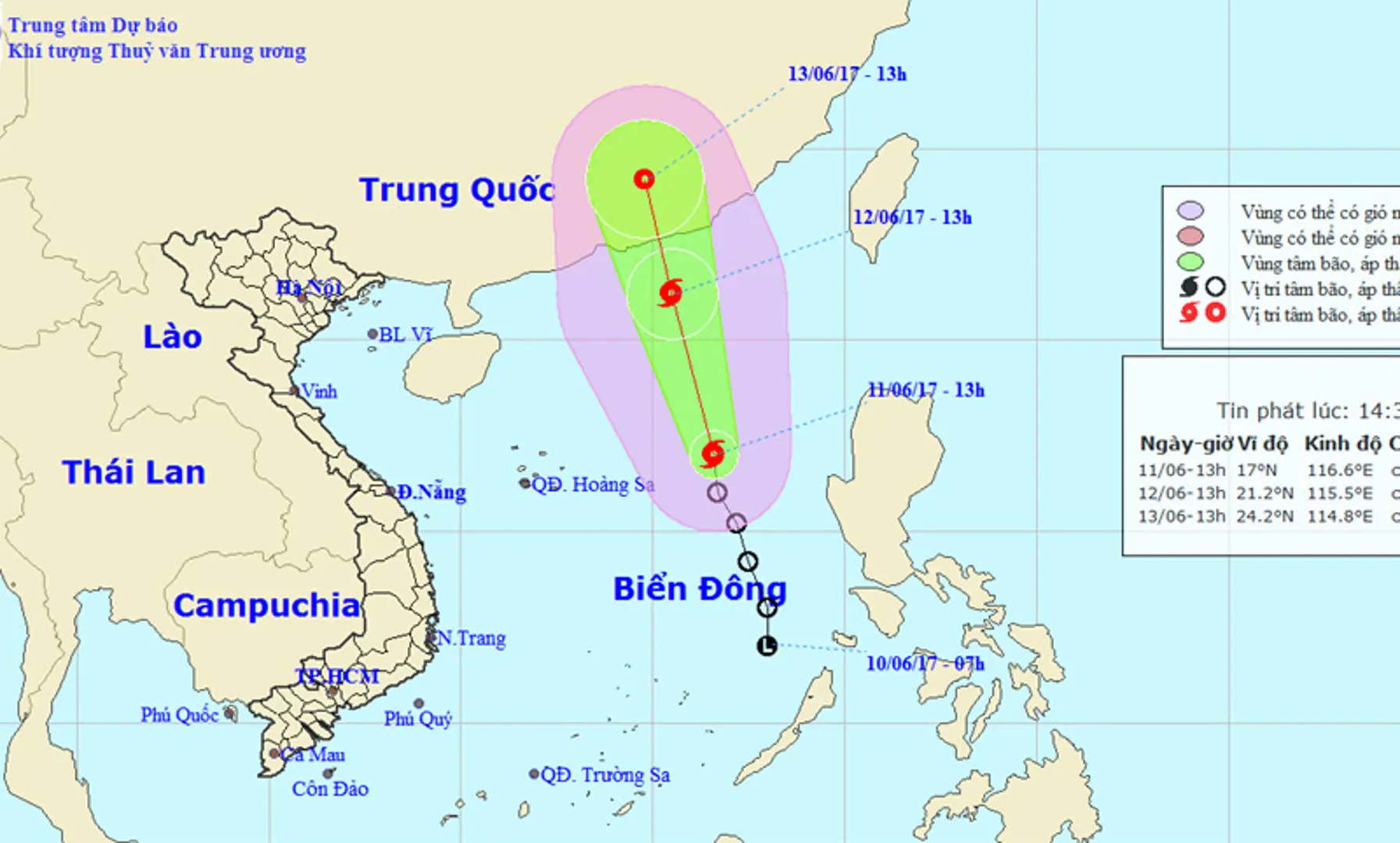 Áp thấp nhiệt đới trên Biển Đông mạnh lên thành bão