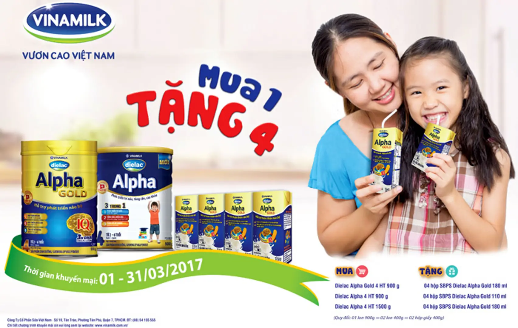 Khuyến mãi đặc biệt mua 1 tặng 4 từ Vinamilk