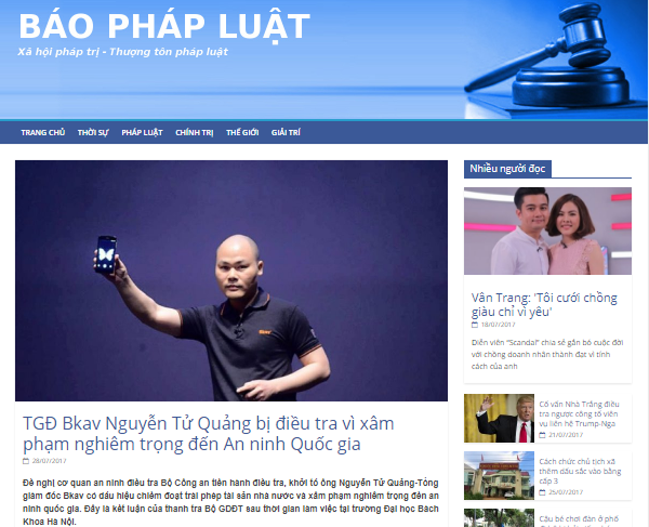 Phapluat.news mạo danh trang web của Sở Tư pháp Hà Nội