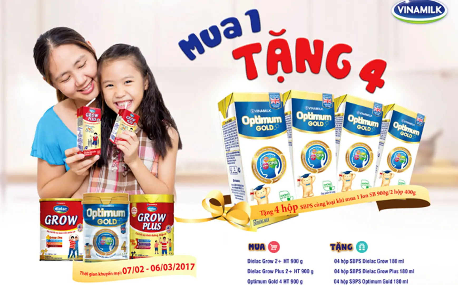 Mua sữa bột Vinamilk được tặng sữa bột pha sẵn