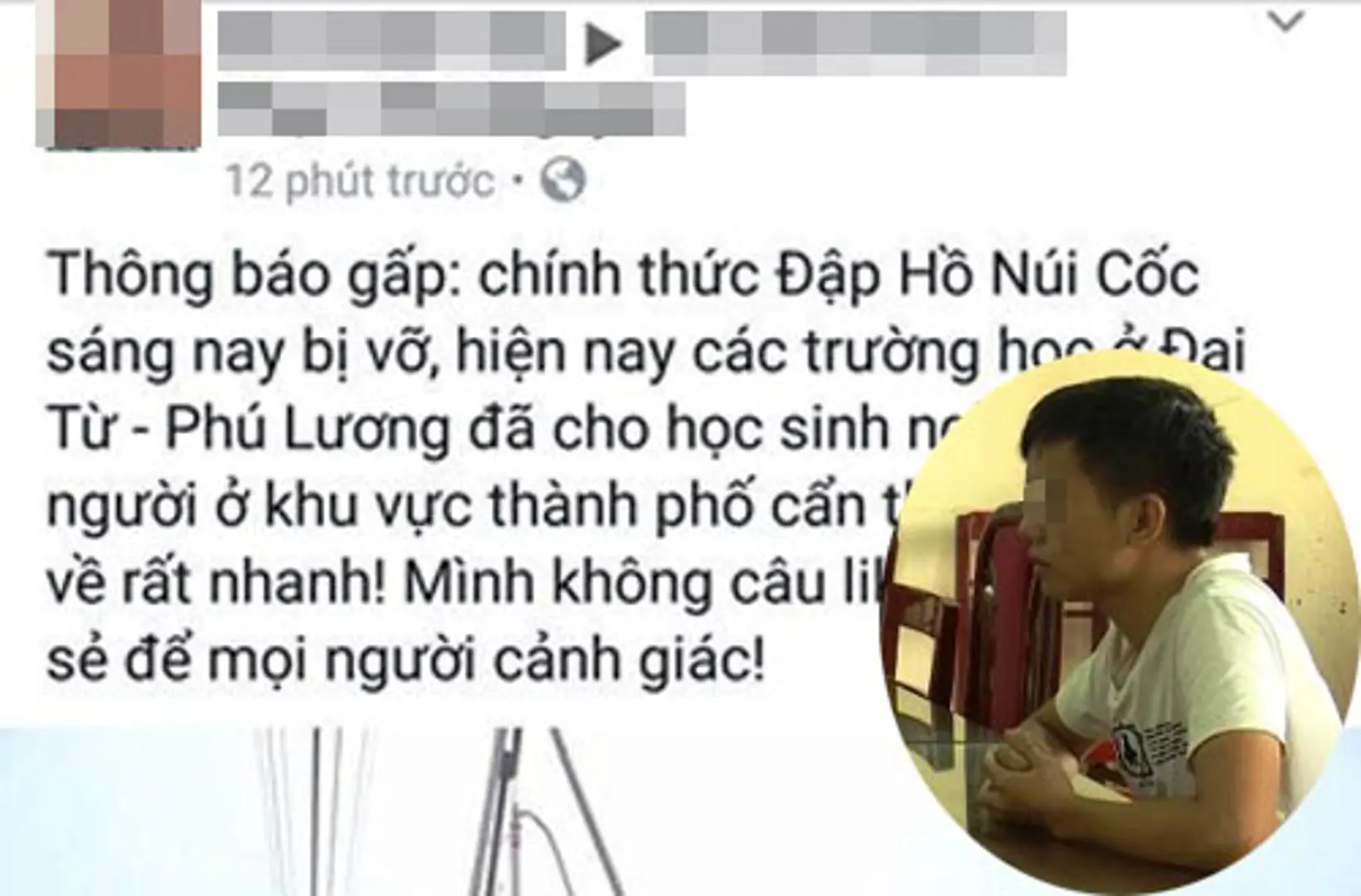 Xử phạt 12,5 triệu đồng thanh niên tung tin vỡ đập hồ Núi Cốc trên facebook