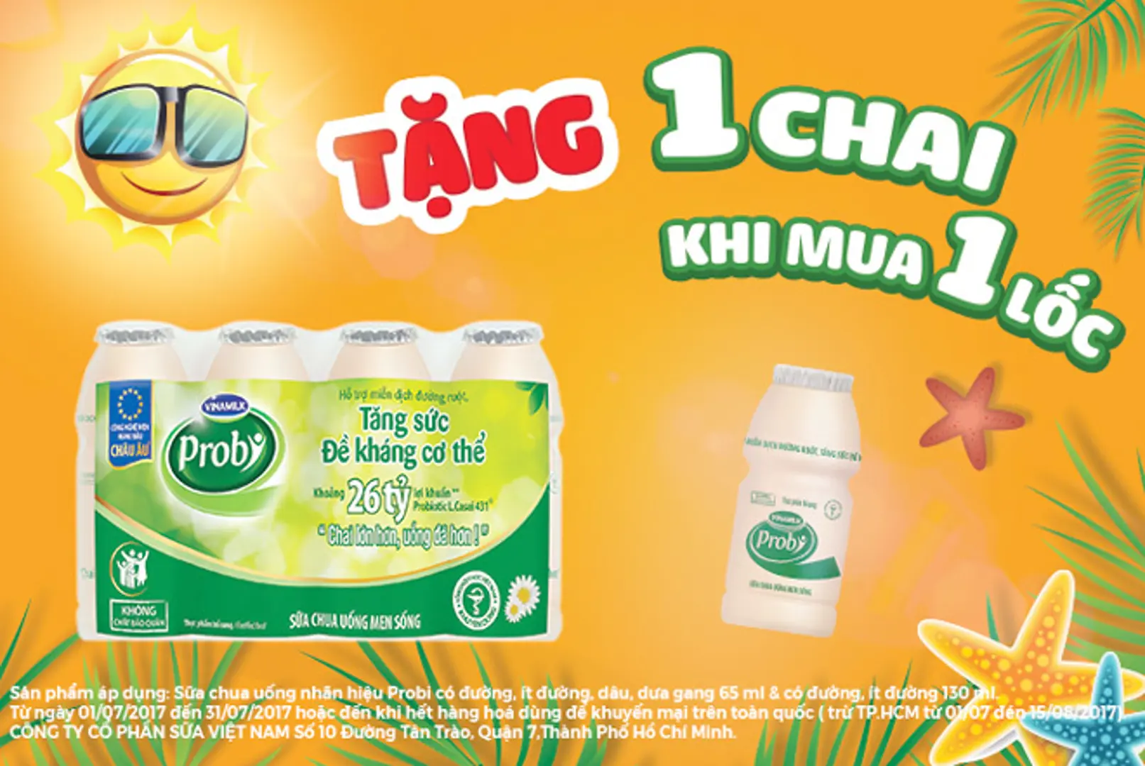 Tặng 1 chai khi mua 1 lốc sữa chua uống Vinamilk Probi