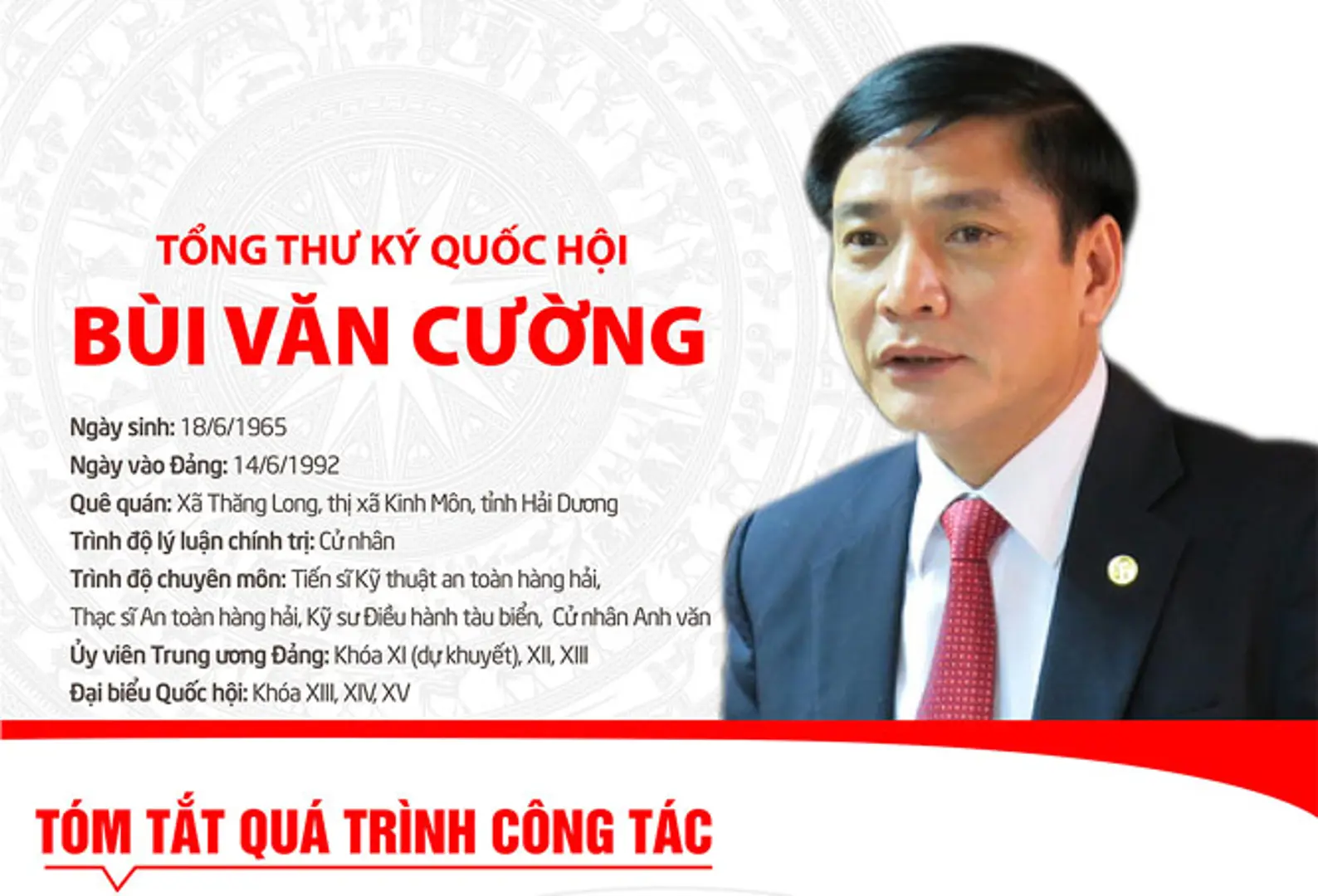 [Infographic] Chân dung Tổng Thư ký Quốc hội khóa XV Bùi Văn Cường