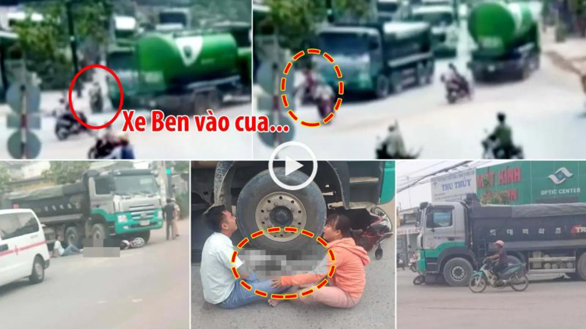 [Clip] Xe ben vào cua va phải xe máy, bé trai thiệt mạng tại chỗ