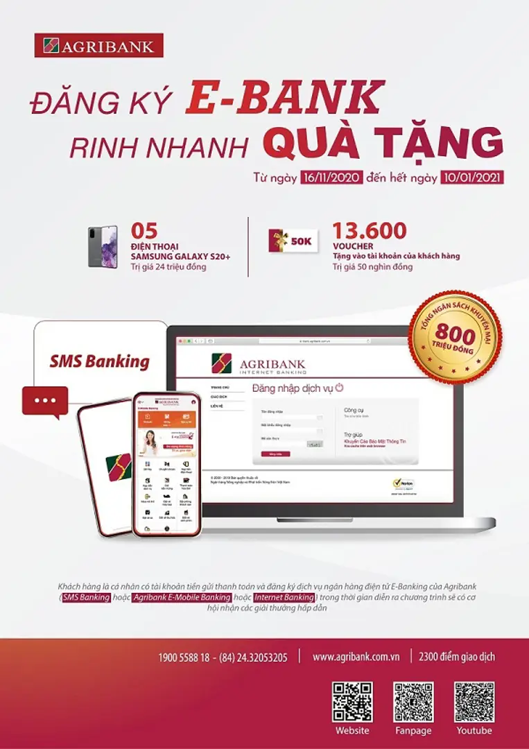 Cùng Agribank đăng ký E-Bank - rinh nhanh quà tặng