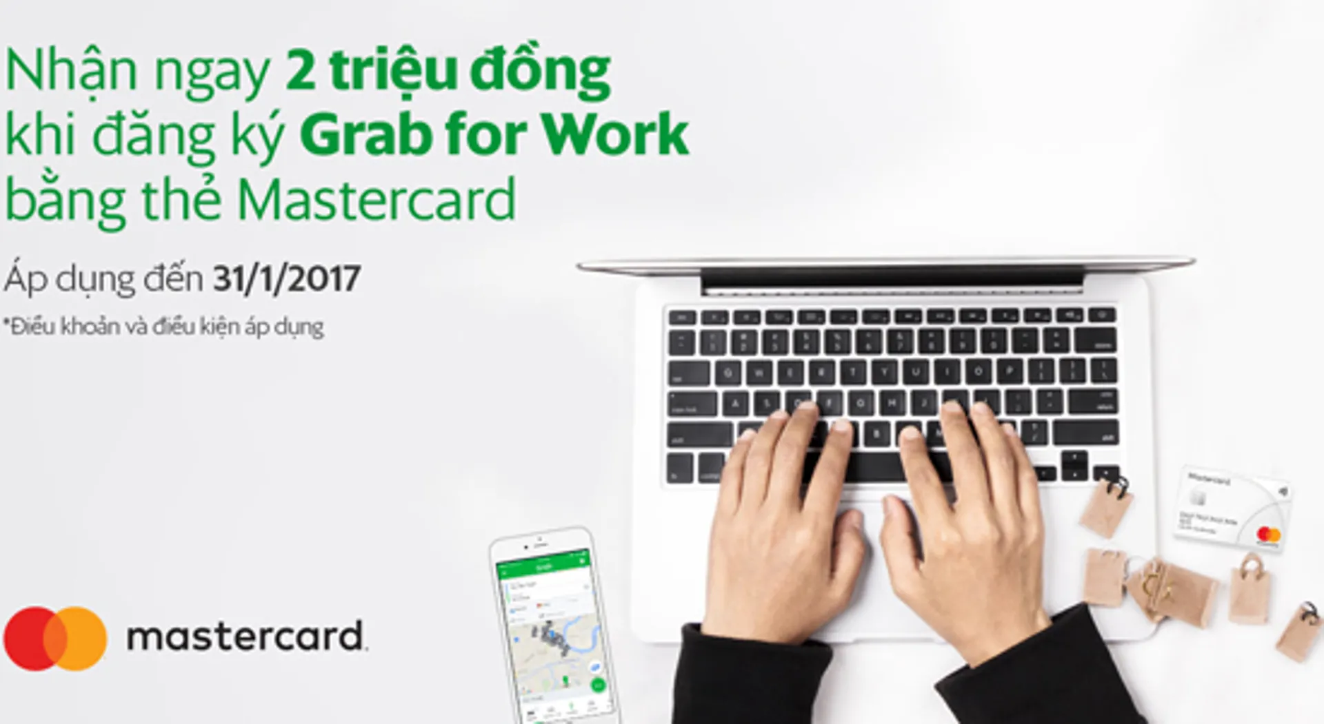 Đăng ký Grab for Work bằng thẻ MasterCard, nhận ngay 2 triệu đồng