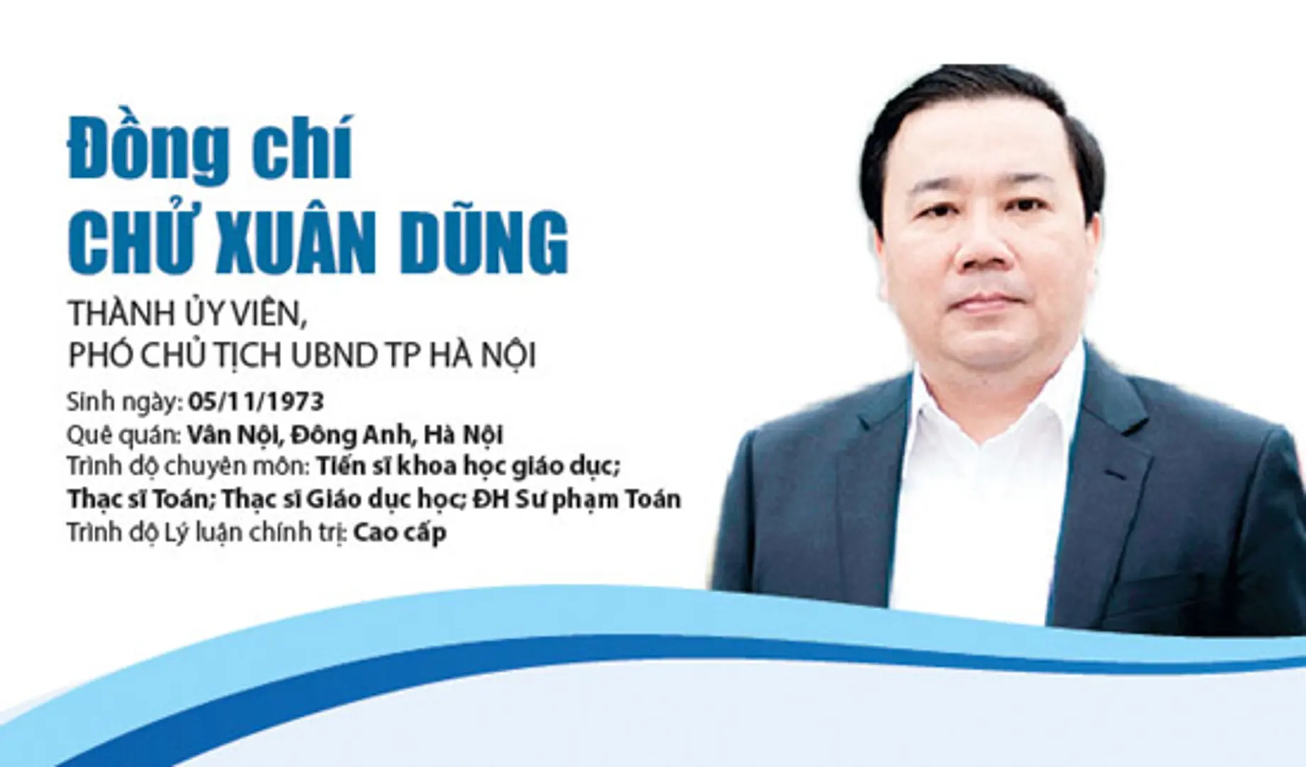 Chân dung Phó Chủ tịch UBND thành phố Hà Nội Chử Xuân Dũng