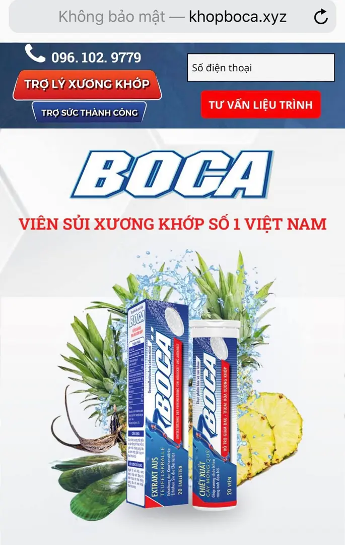 Thực phẩm bảo vệ sức khỏe BOCA quảng cáo như thuốc chữa bệnh, lừa người tiêu dùng