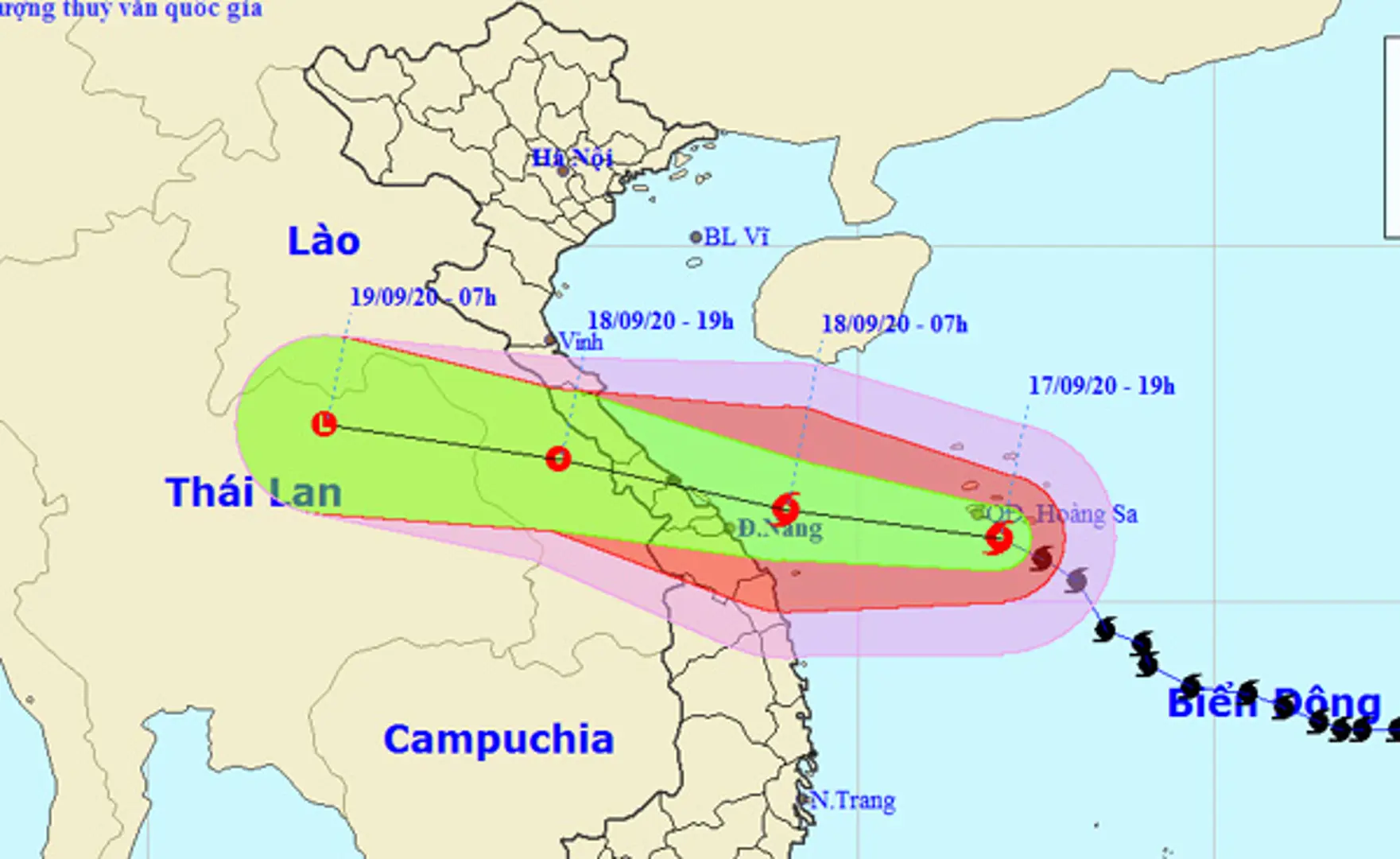 Bão số 5 cách Đà Nẵng 430km, gây mưa lớn tại các tỉnh miền Trung