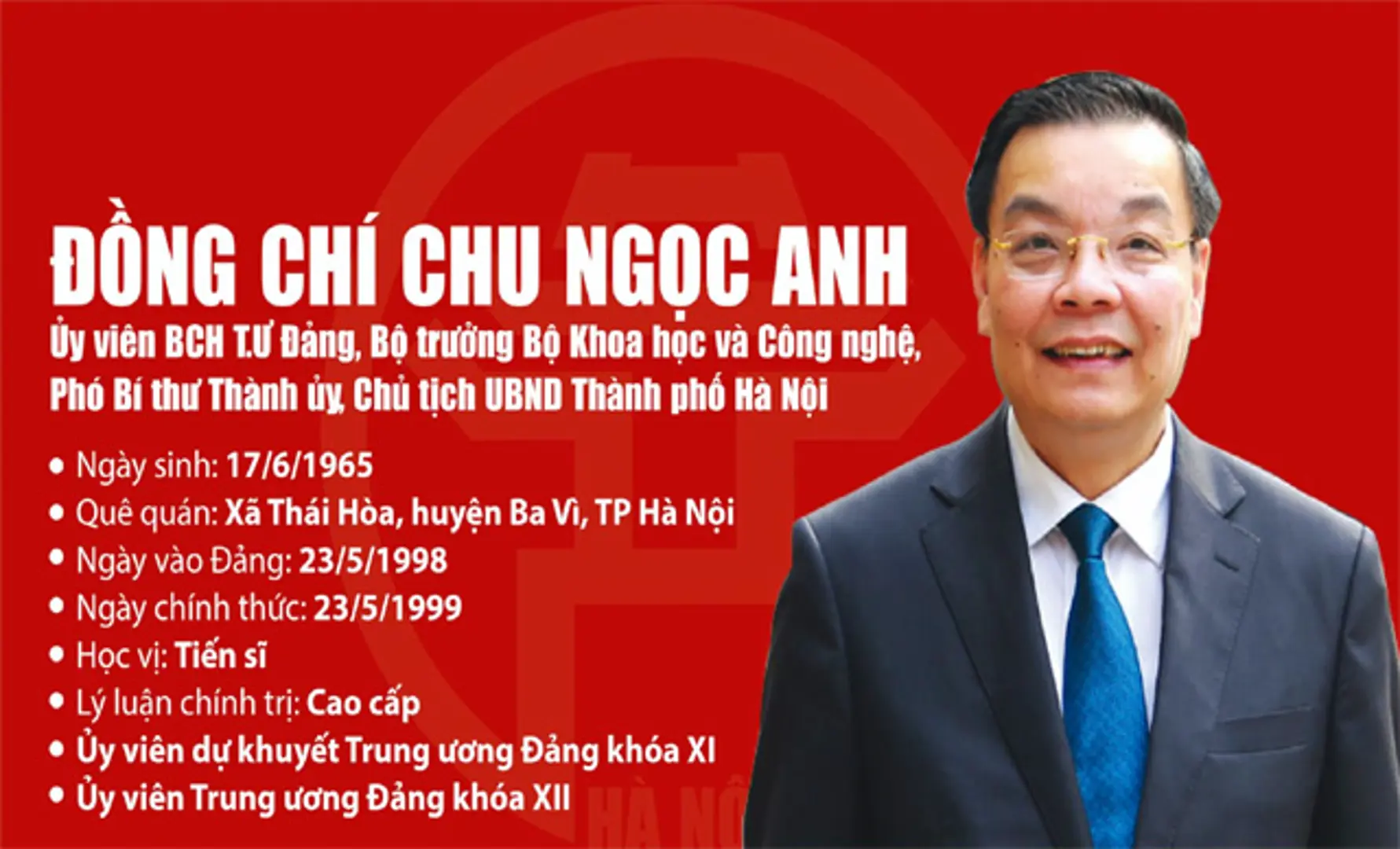 [Infographic] Chân dung tân Chủ tịch UBND TP Hà Nội Chu Ngọc Anh