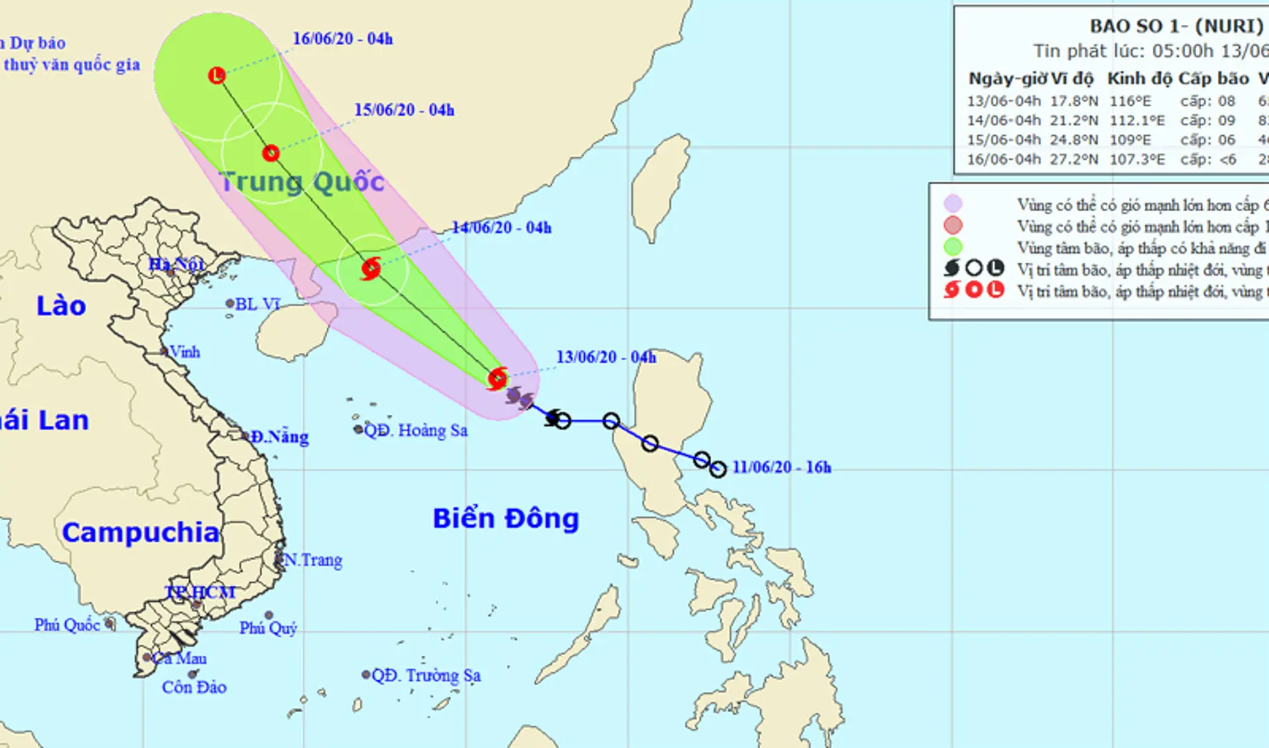 Bão số 1 có khả năng mạnh thêm, đang cách quần đảo Hoàng Sa khoảng 380km