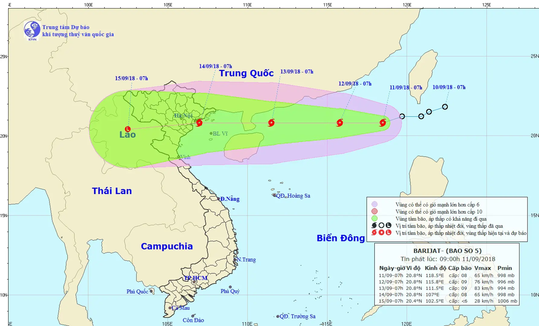 Bão số 5 di chuyển nhanh, khả năng ảnh hưởng các tỉnh từ Quảng Ninh đến Thanh Hóa