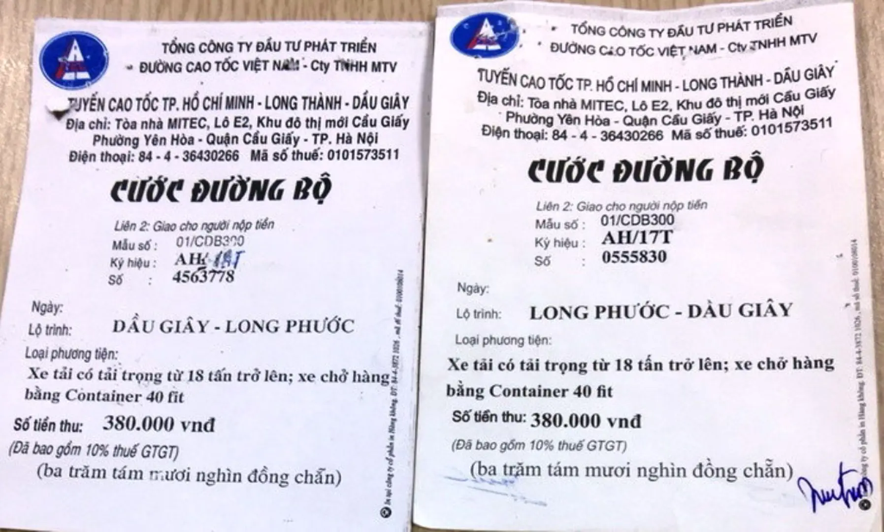 Phát hiện vé cước đường bộ giả trên cao tốc TP Hồ Chí Minh – Long Thành – Dầu Giây