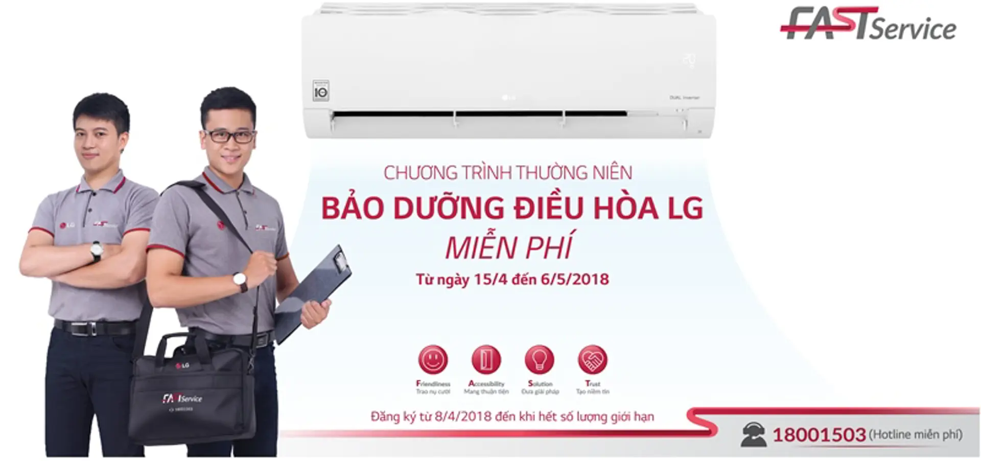 LG bảo dưỡng điều hòa miễn phí từ 15/4 - 6/5