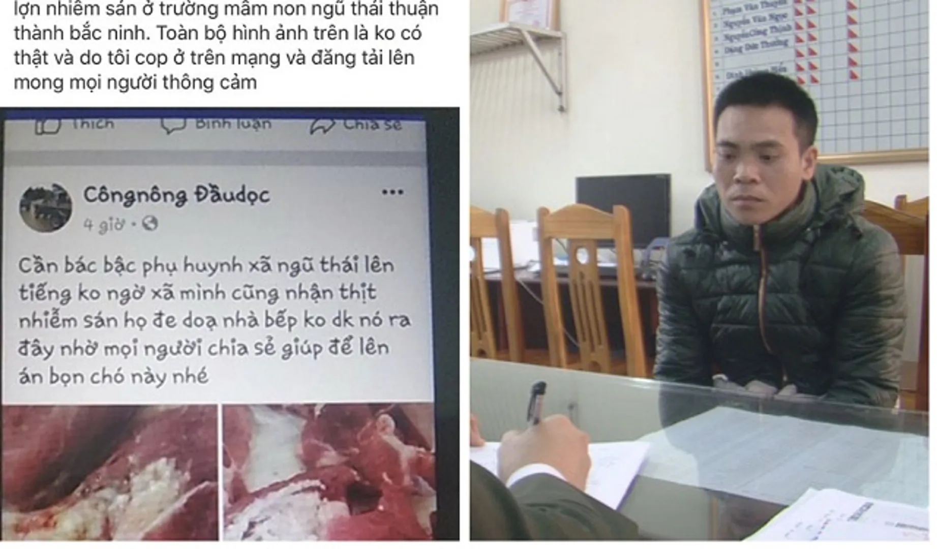 Tạm giữ chủ tài khoản facebook do đăng thông tin thất thiệt về lợn nhiễm sán tại Bắc Ninh