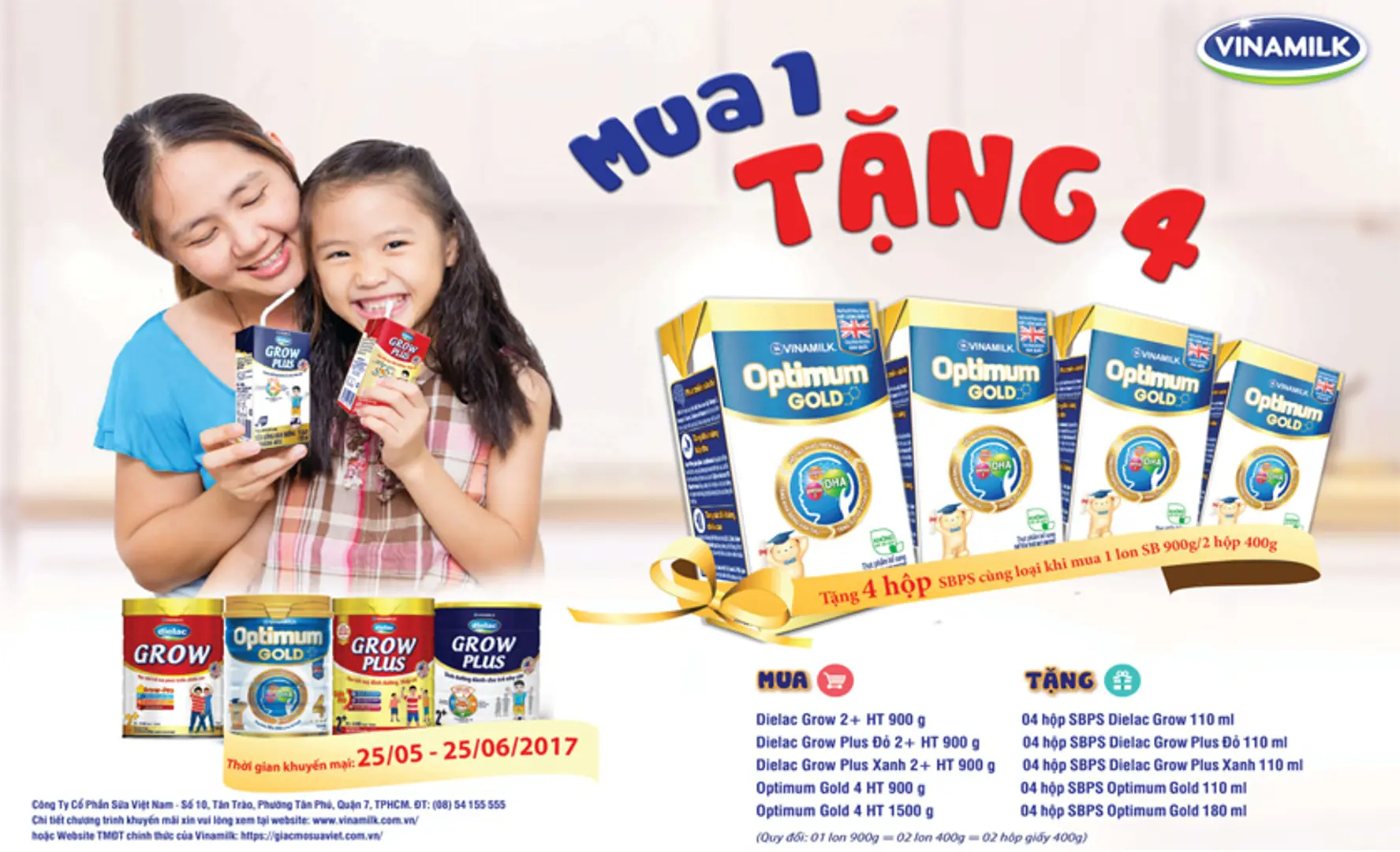 Tưng bừng tháng khuyến mại mua 1 tặng 4 của Vinamilk