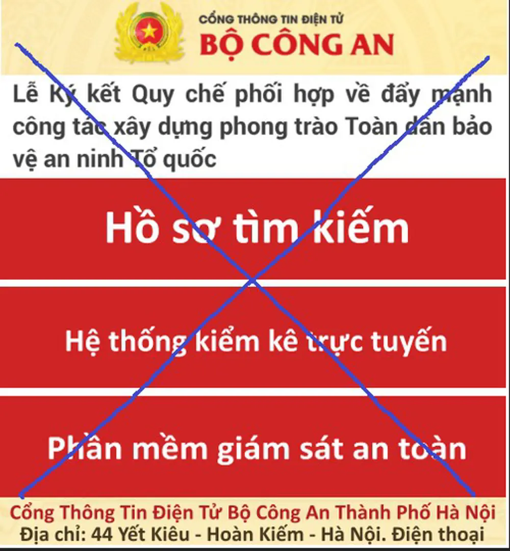 Cảnh báo trang mạng hoạt động giả mạo website của Bộ Công an