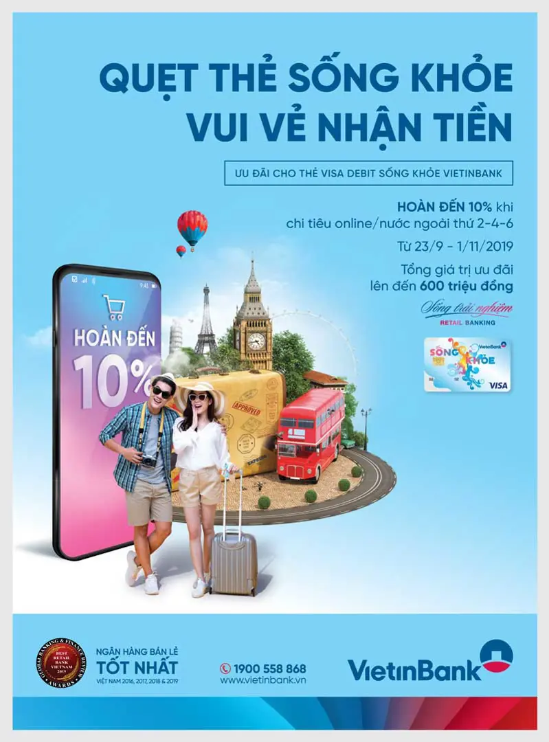 Hoàn đến 500.000 đồng khi chi tiêu bằng thẻ Visa debi Sống khỏe