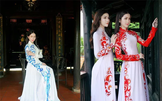 Hoa hậu Kim Ngọc cùng Á hậu Ngọc Huyền thướt tha với áo dài