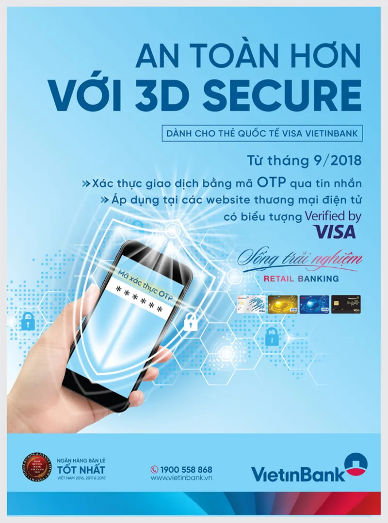 VietinBank bảo mật tối ưu thẻ Visa bằng chức năng 3D Secure