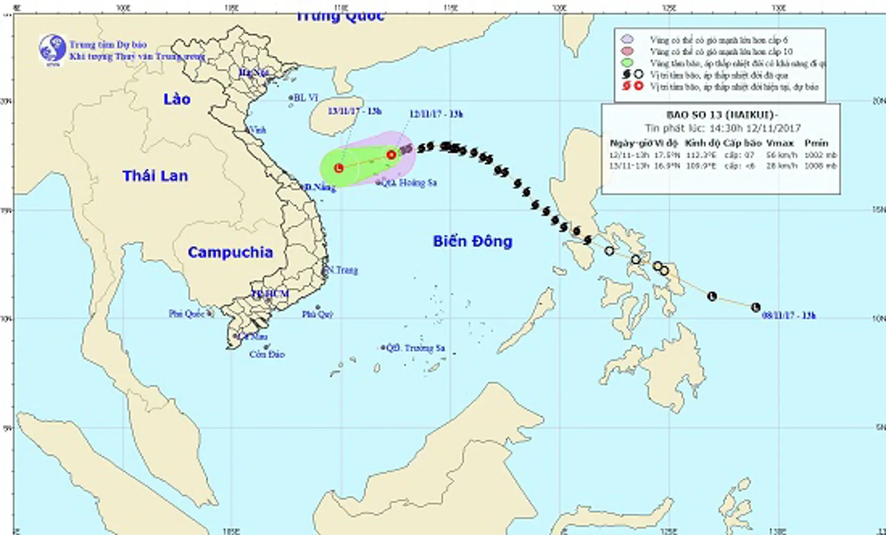 Bão số 13 suy yếu, tan nhanh trên vùng biển phía Bắc Hoàng Sa